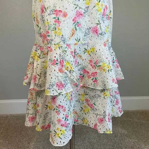 Yumi Kim Floral Cotton Eyelet Lace A-Line Midi San Juan Dress White Size 10 - Picture 8 of 11